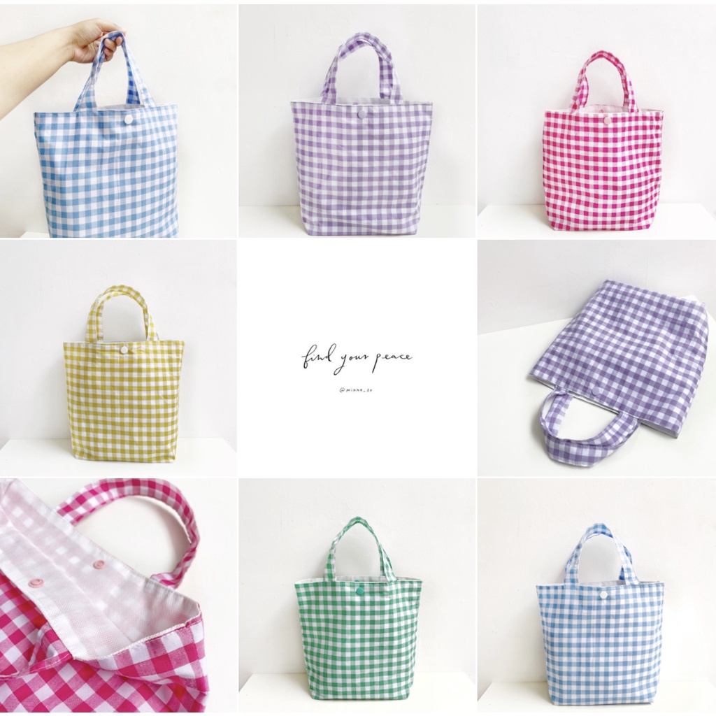 Totebag Gingham / Tas Kotak-Kotak / Tas Korea / Tas Lucu