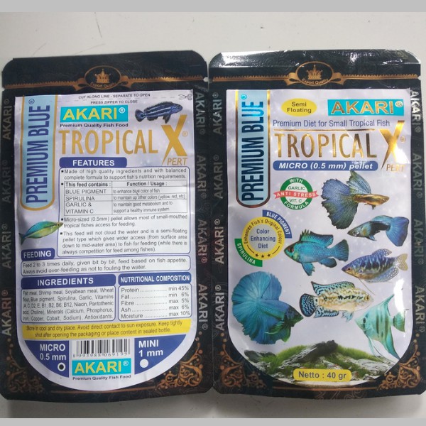 Akari Premium Blue Tropical Xpert 40g Makanan Pelet Ikan Hias Kecil