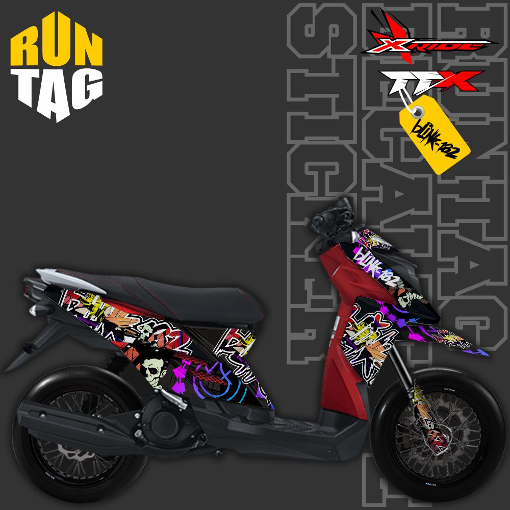 stiker decal striping motor yamaha xride 115 blink 182 doodle