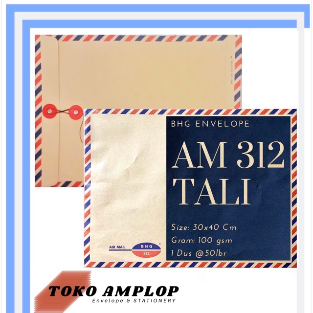 

HJK Amplop Coklat AIRMAIL KANCING TALI 312 BHG 100 Gram