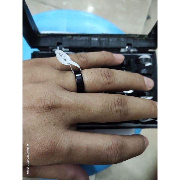 cincin stainless hitam polos tipis murah 1box isi 36pcs