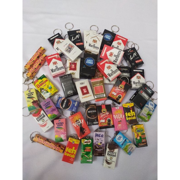 Gantungan kunci/ ganci/ magnet miniatur minuman kotak/rokok/snack