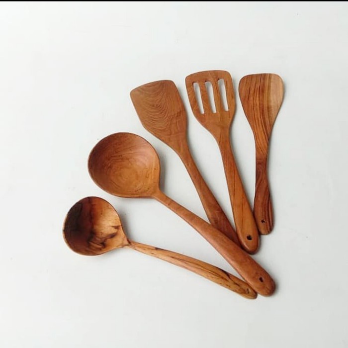 Spatula Wooden Cooking Spoon Spatula Kayu Sodet Sutil Kayu Set 5