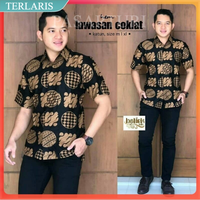 New Kemeja Batik Slimfit exclusive original butik Atasan batik seragam M L XL XXL XXXL atasan couple