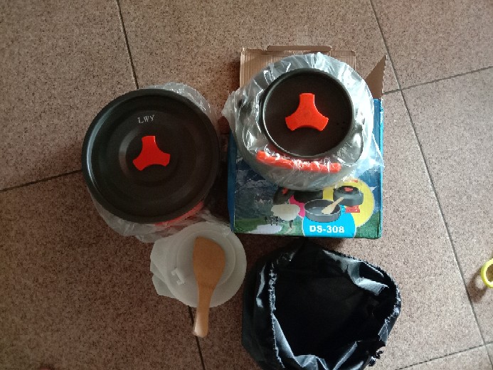 [bisa Cod] Alat Masak Camping Full Set - Cooking Set Ds 308 Sudah Ada Teko Air - Nesting Traveling