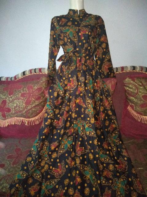 Long Dress Batik Gamis Batika Nadine Manggar Kobis Kupu Padi Ulir Manis Gendis Marsya Moszaik..