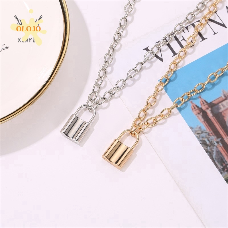 Kalung Rantai Gantungan Mode Kunci Kepribadian Kalung Gembok Stainless Steel Klavikula Gaya Boho Untuk Wanita Fashion Accessories  olo