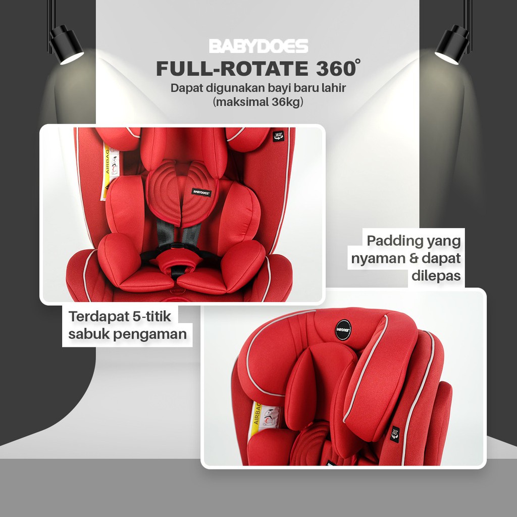 Makassar - Carseat Babydoes Isofix Full Rotate 360 Derajat CH 8735 ( New Model ) / Transporter 8738 SN ( 360˚ Rotated ) ISOFIX Kursi Mobil Bayi