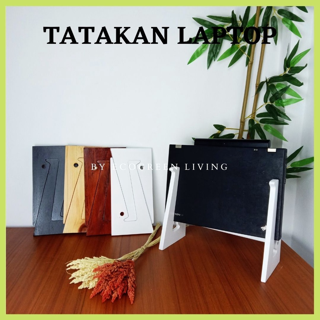 COD - Stand Holder Laptop Stik Kayu Meja Stand Monitor Portable Unik Minimalis