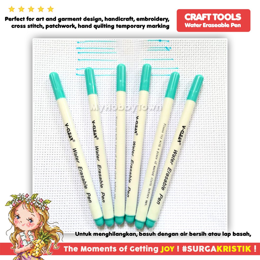 Water Erasable Pen Spidol Penanda Kain Fabric Marker Tinta Hilang Dengan Air