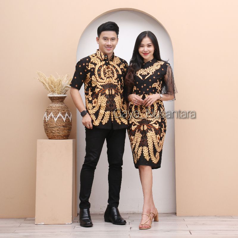 dress monica - dress batik couple - couple family - dres natal