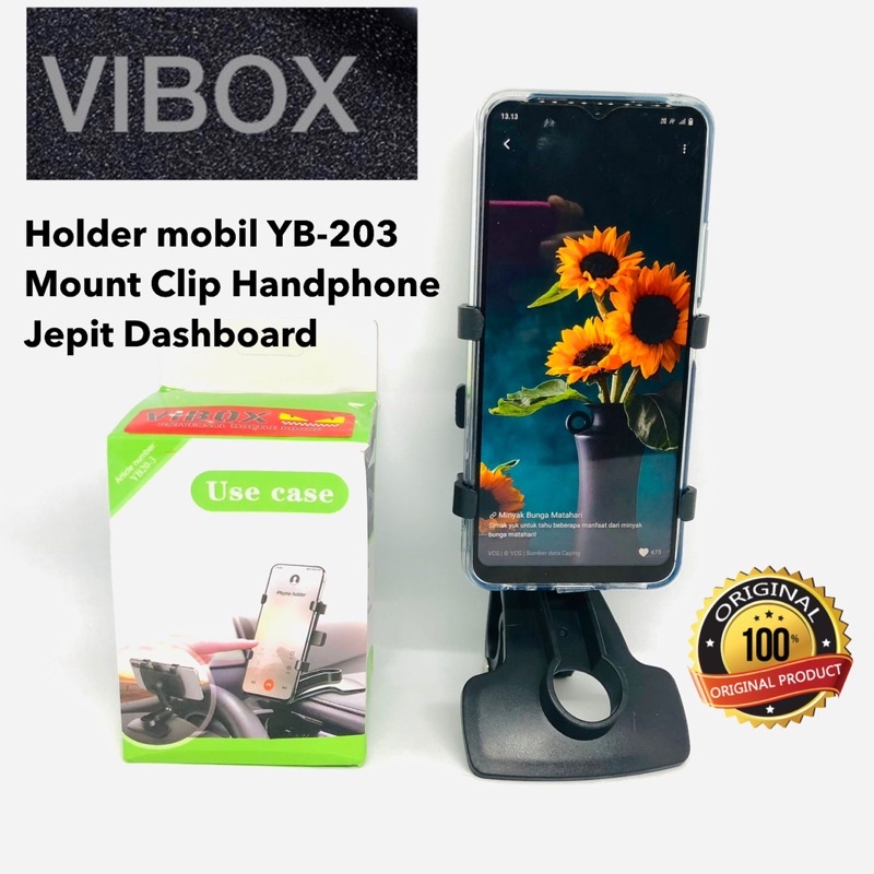 GROSIR CAR HOLDER VIBOX YB203 ORIGINAL MOUNT CLIP HANDPHONE JEPIT DASHBOARD HP YB 203