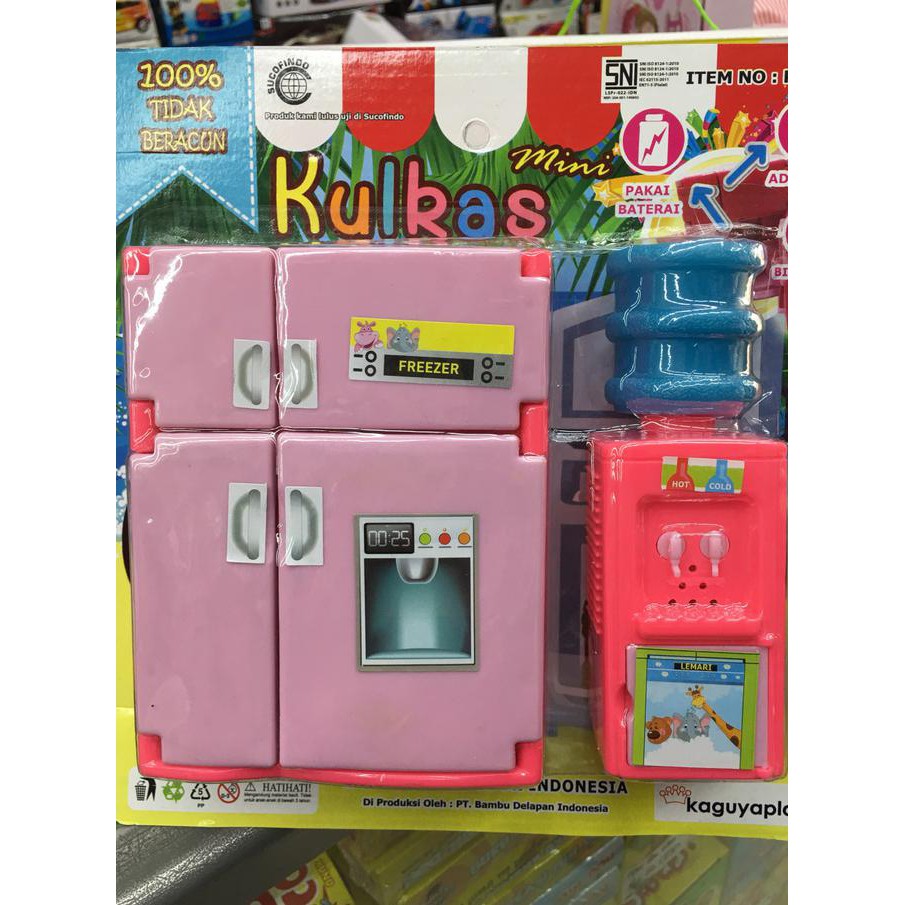 Mainan anak kulkas nyala dispenser galon refrigerator dapur mini masak