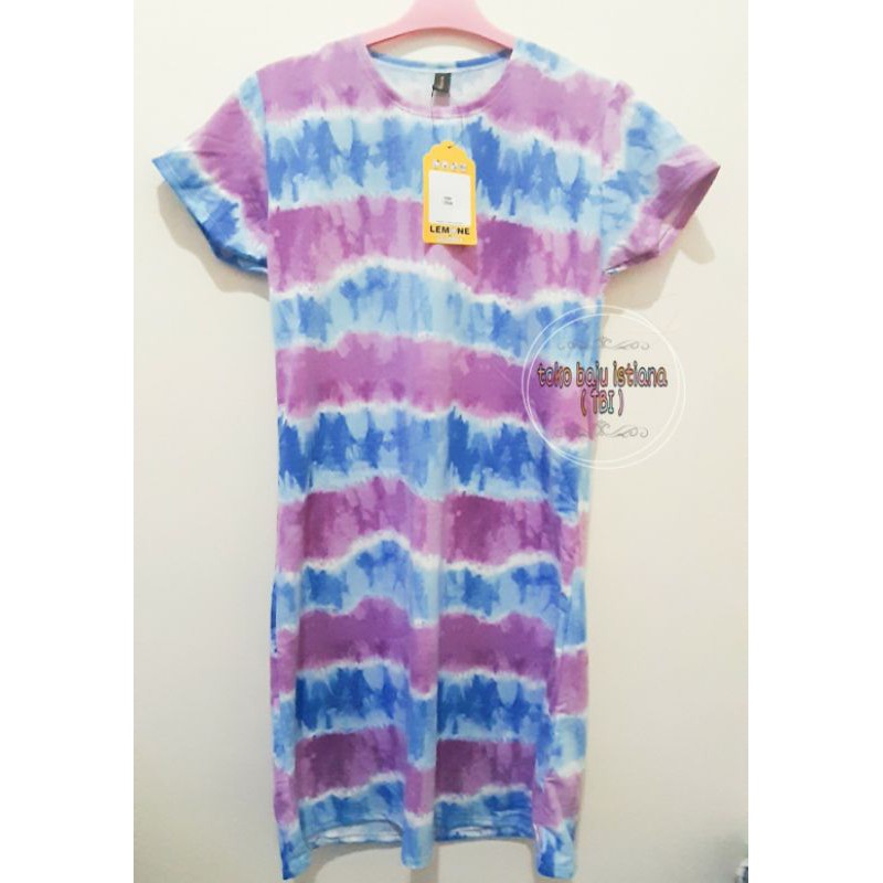 Dress / Daster casual LEMONE motif tie dye / baju wanita murah