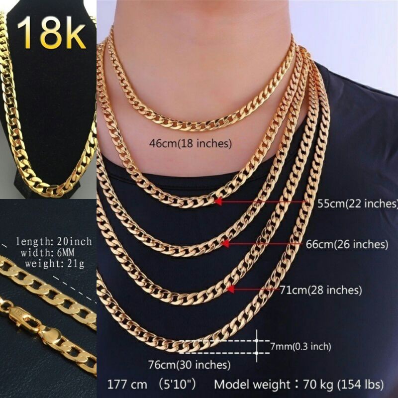 Kalung rantai emas pria golden necklace hip hop style