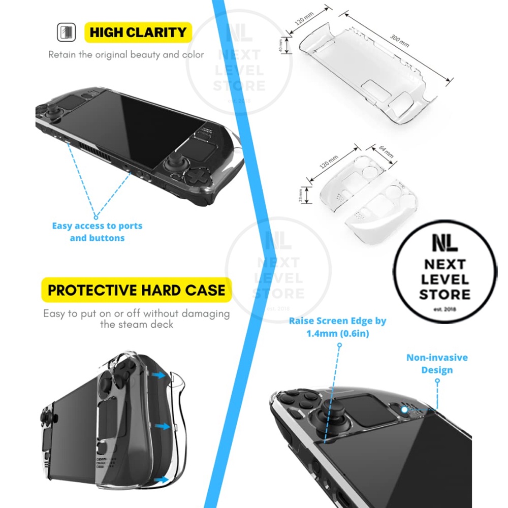 PGTech Crystal Clear Case Cover Steam Deck SteamDeck Original - Transparent