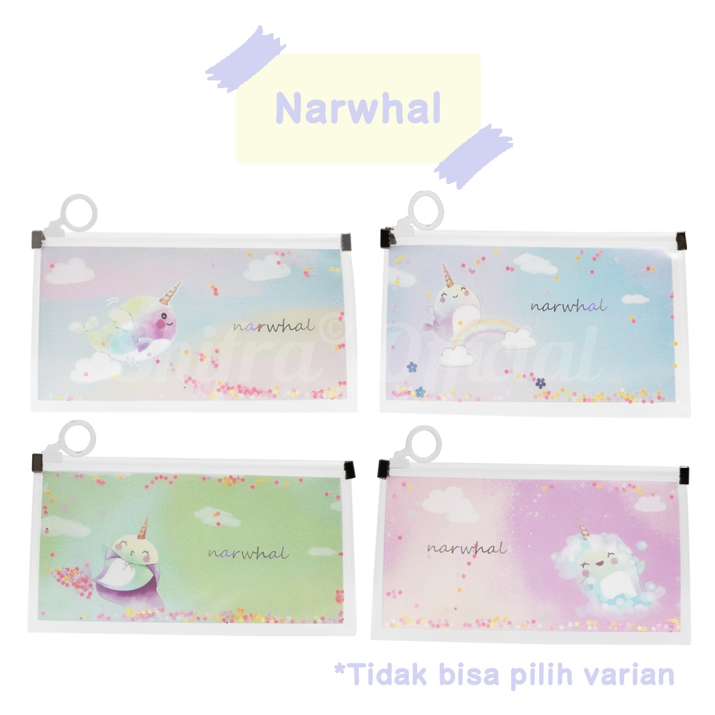 Shifra Tas Kosmetik Pouch Bag Mika Tempat Make Up Anti Air Animal Dino Narwhal