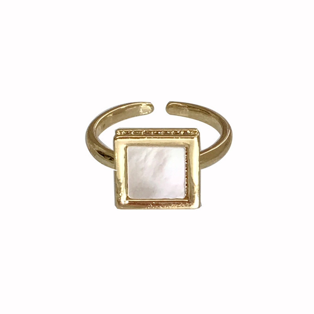 Needway  Gifts Pearl Rings Versatile Women Jewelry Open Rings Women Accessories Shell Fashion Geometric Square Index Finger Ring