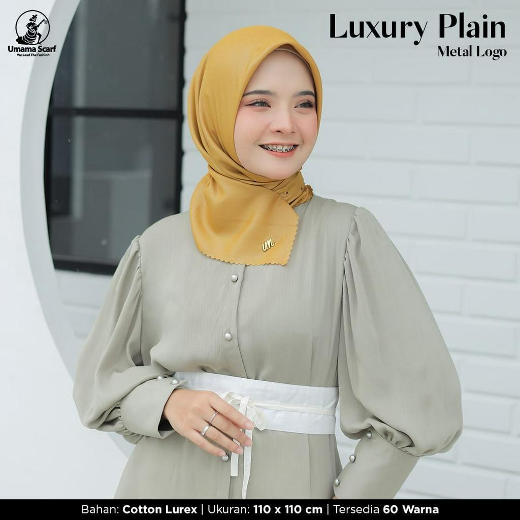 Jilbab Segiempat LUXURY PLAIN LC METALOGO Glamour Part 1 Umama Scarf 110x110cm segiempat  sinar Geliter kerudung lasercut