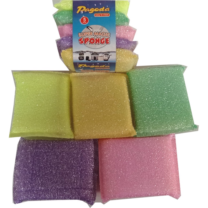 KIMO Sabut / Spon / Busa / sponge Cuci piring / gosok panci isi 5 pcs