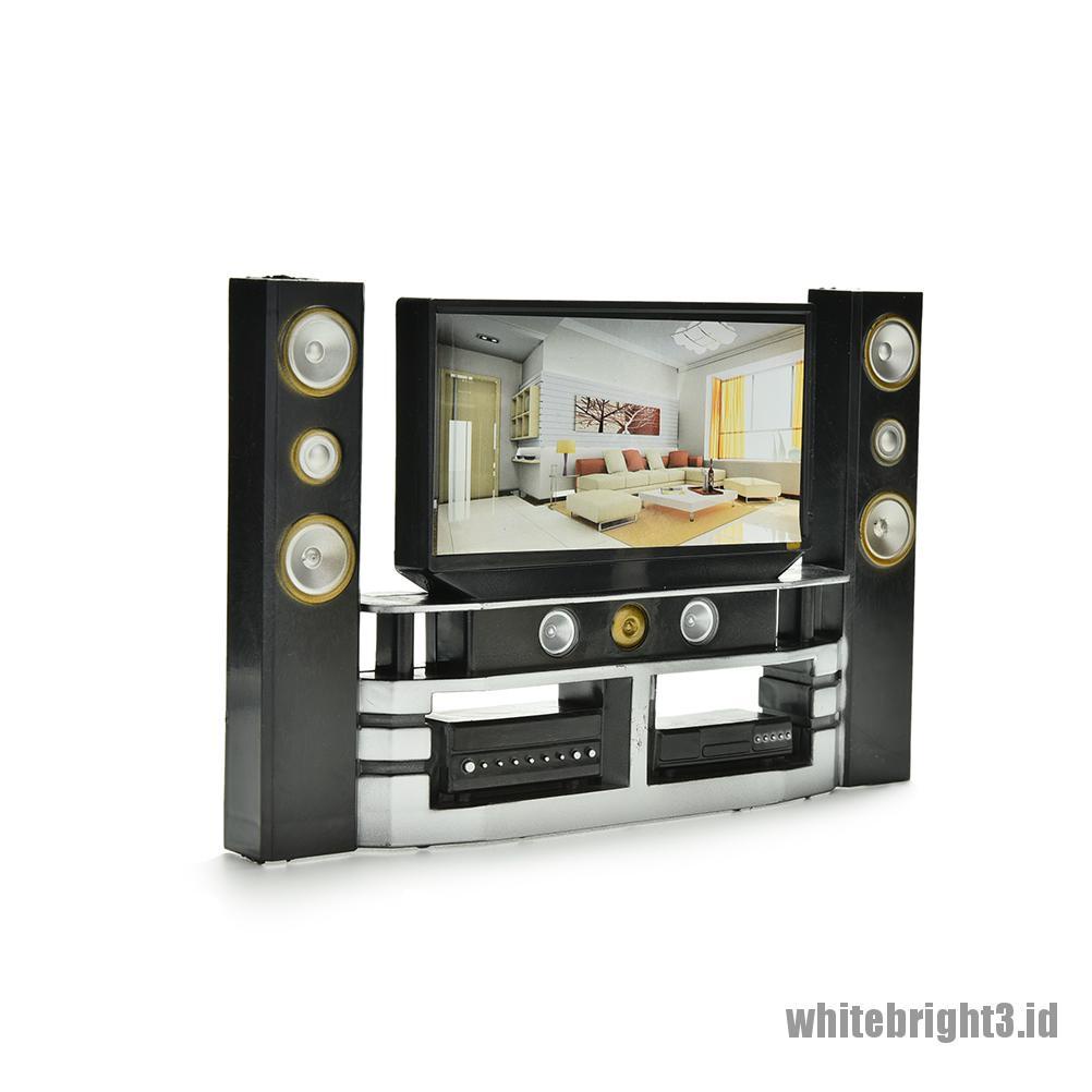 (white3) 1pc Mainan Miniatur Lemari TV Hi-Fi Skala 1: 6 Untuk Aksesoris Rumah Boneka Barbie