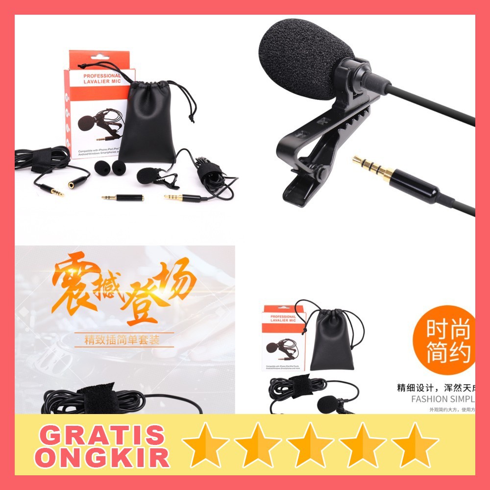 Mikrofon Mic Professional Lavalier Mik Microphone Clip Portable 3.5mm - Mikrophone Clip On YUTUBER Y