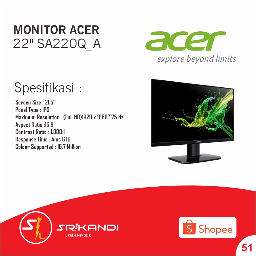 MONITOR ACER  22" SA220Q_A