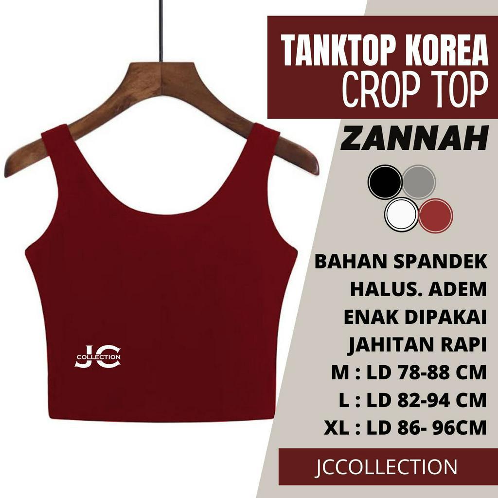 Tanktop Singlet Dalaman Cropped Wanita Gaya Korea Zannah / Kaos Tanktop Crop