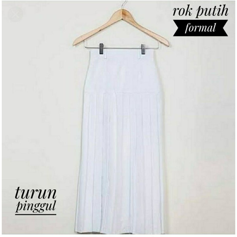Rok putih seragam (wirulos & turun pinggul) / Rok Putih Panjang Formal / Rok Paskibra Putih / Rok Pa