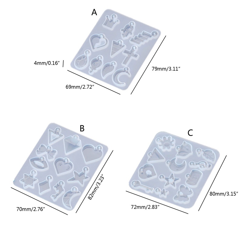 Siy Cetakan Silikon Bentuk Bunga / Bulan / Kunci / Kunci / Bintang Untuk Membuat Perhiasan / Anting / Liontin Handmade DIY
