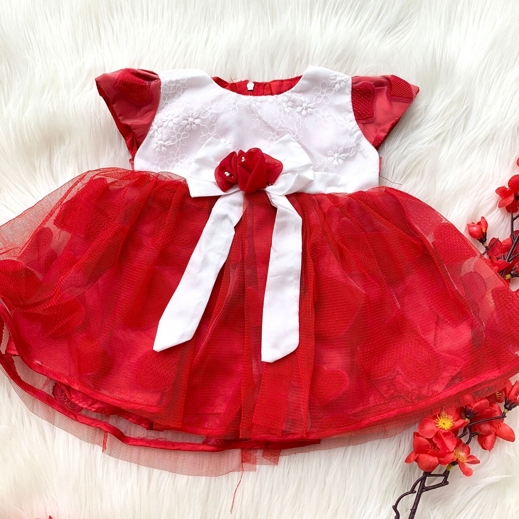Baju party tile dress bayi cewek  pergi pesta kondangan fashion anak perempuan murah -mil