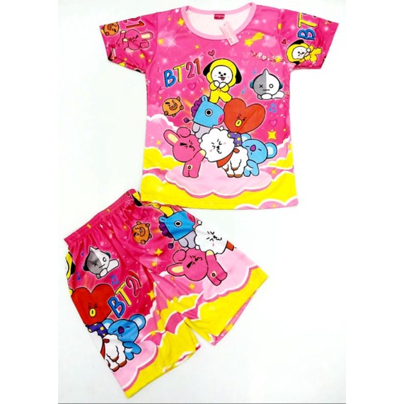hokycia/setelan anak BTS/baju BTS/ kaos BTS/setelan anak perempuan/ Kaos  anak karakter / setelan an