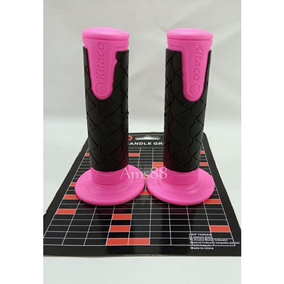 Paket 2 Item Handgrip Grip Kitaco Variasi Warna Pink + Karet Handle Rem Pink Variasi Motor Universal