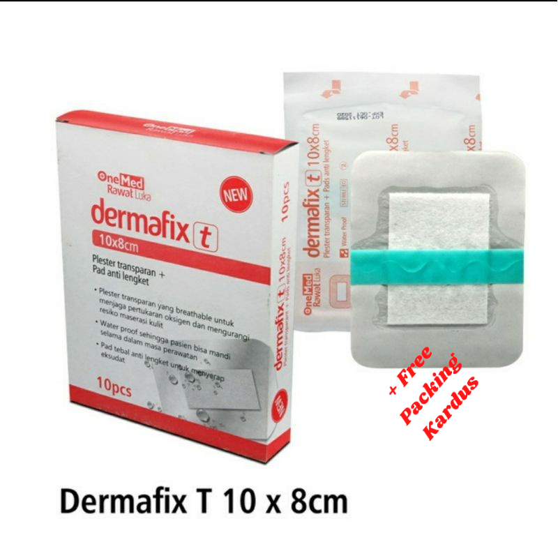 Dermafix T 10 x 8cm Onemed Plester Luka Transparan Plester Luka Anti Air Plester Anti Lengket P3K