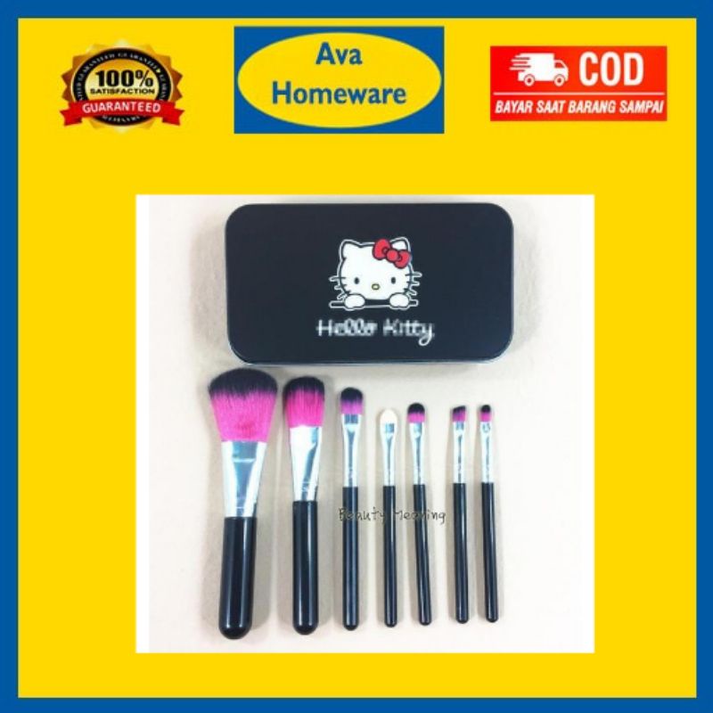 Kuas Make Up 7 in 1 Hello Kitty -- AC 313 – brush  koas alat  make up kosmetik set lengkap pria wani