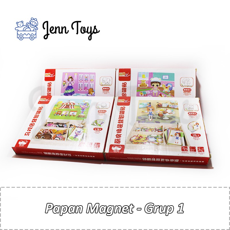 JennToys - Papan Tulis Anak Balita PAUD Edukasi Dini - Papan Magnet 2 Sisi - Grup 1