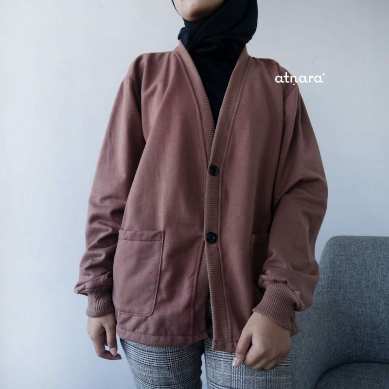 Sweater Cardigan Polos Bahan Fleece //  Atasan Cardigan  outer fashion style