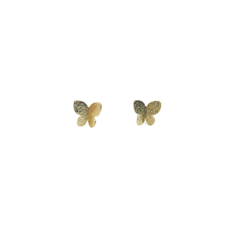 Korean S925 Sterling Silver Mini Frosted Three-dimensional Butterfly Earrings Exquisite Jewelry