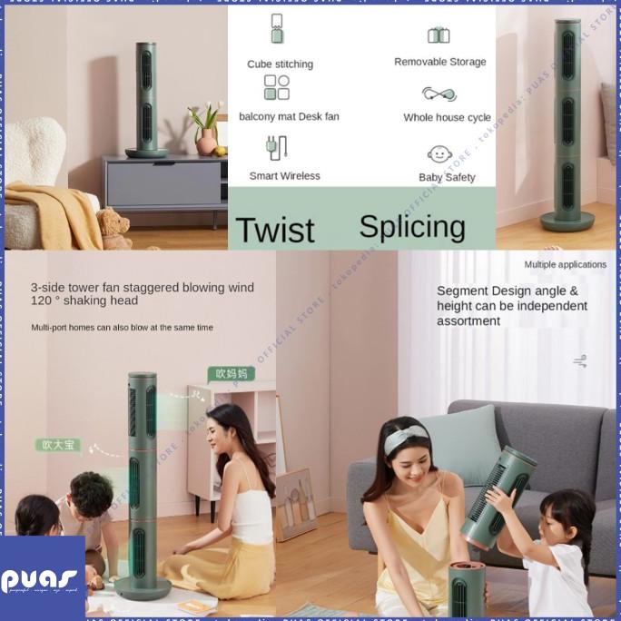 Kipas Angin Listrik EDON Bladeless Tower Fan Standing Desktop Floor Stok Baru