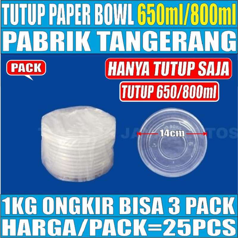 Tutup Paper Bowl 650ml n 800ml Per Pack 25pcs Hanya Lid Tutup Mangkok Kertas