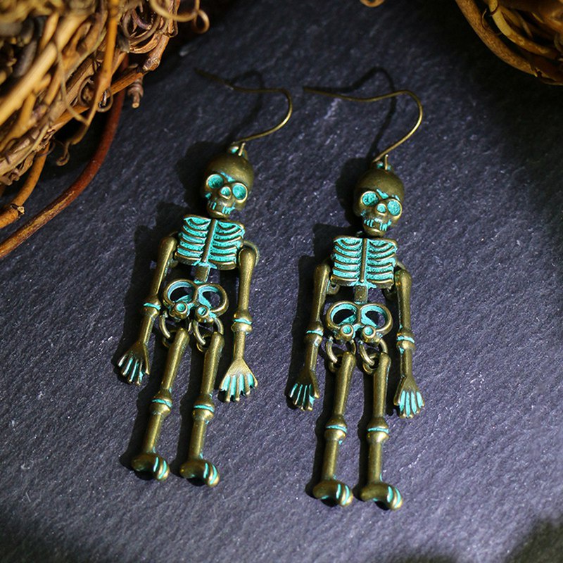 Halloween Vintage Skeleton Skull Dangle Earrings For Women Jewelry Party Gifts