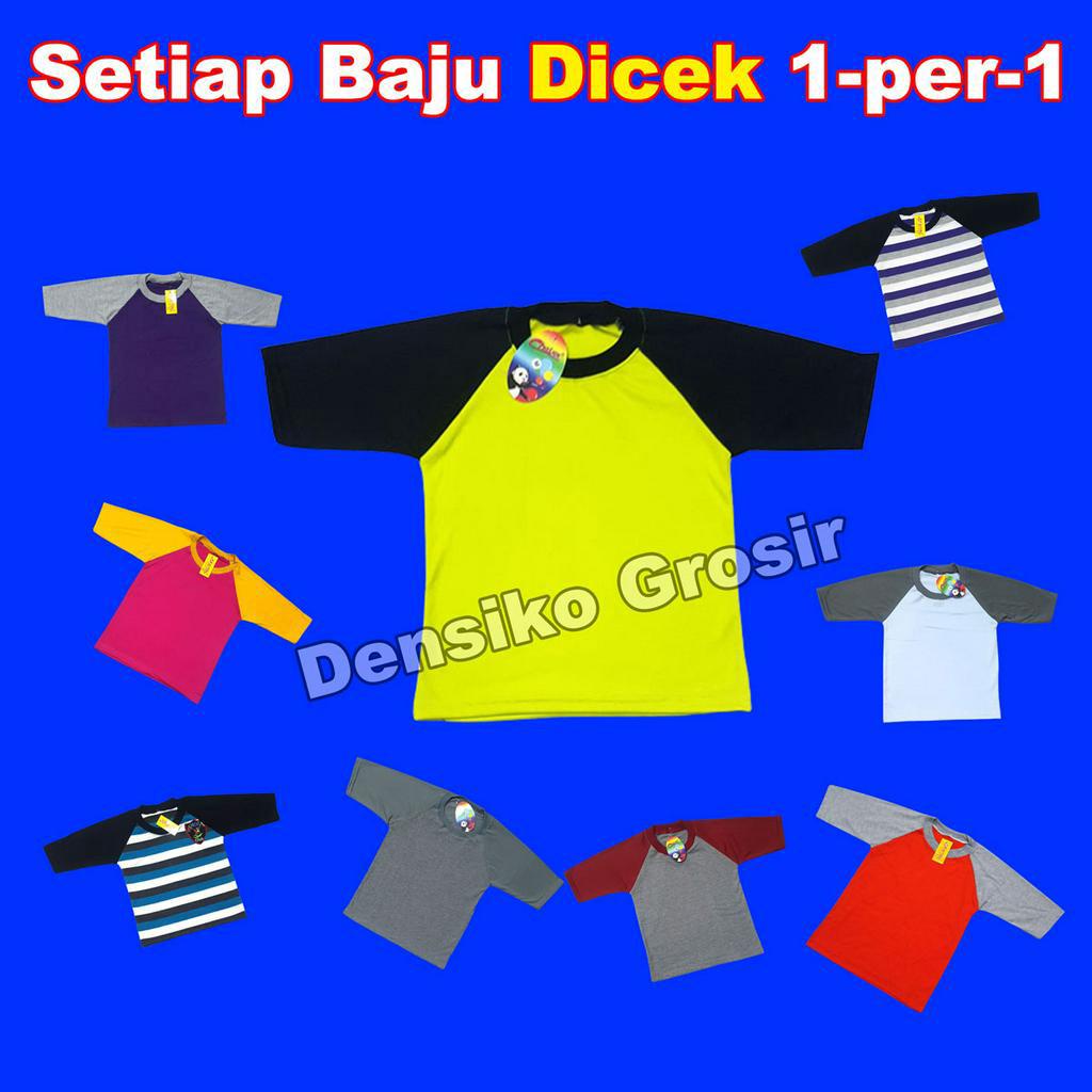 Raglan Anak (XL) Baju  Lengan 3/4 Kaos Anak Laki Laki dan Perempuan