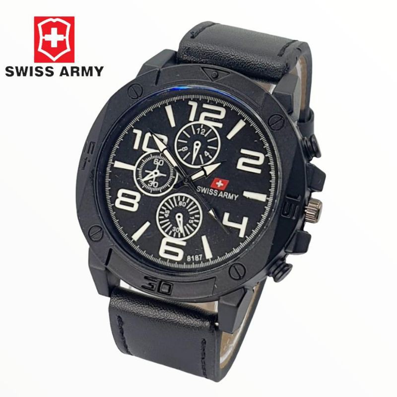 JAM TANGAN PRIA SWISS ARMY ANALOG KULIT SPORT TERBARU