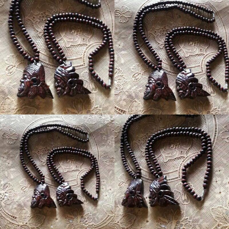 TASBIH KALUNG  KAYU GALIH ASEM UKIR UNIK/ tasbih bandul ukir kayu bertuah