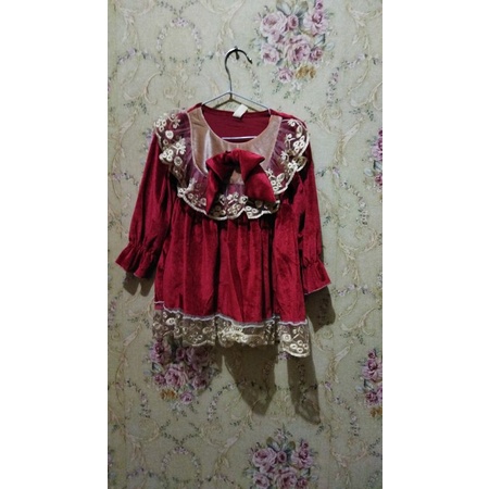 DRESS ANAK BAYI LUXURI RENDA IMPORT, DRESS ANAK BAYI BLUDRU MIX FURING BRUKAT-6