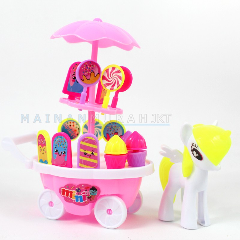 MAINANKEI ANAK MURAH GROBAK ICE CREAM FI529 ICE CREAM KUDA PONI SET ICECREAM LOLIPOP