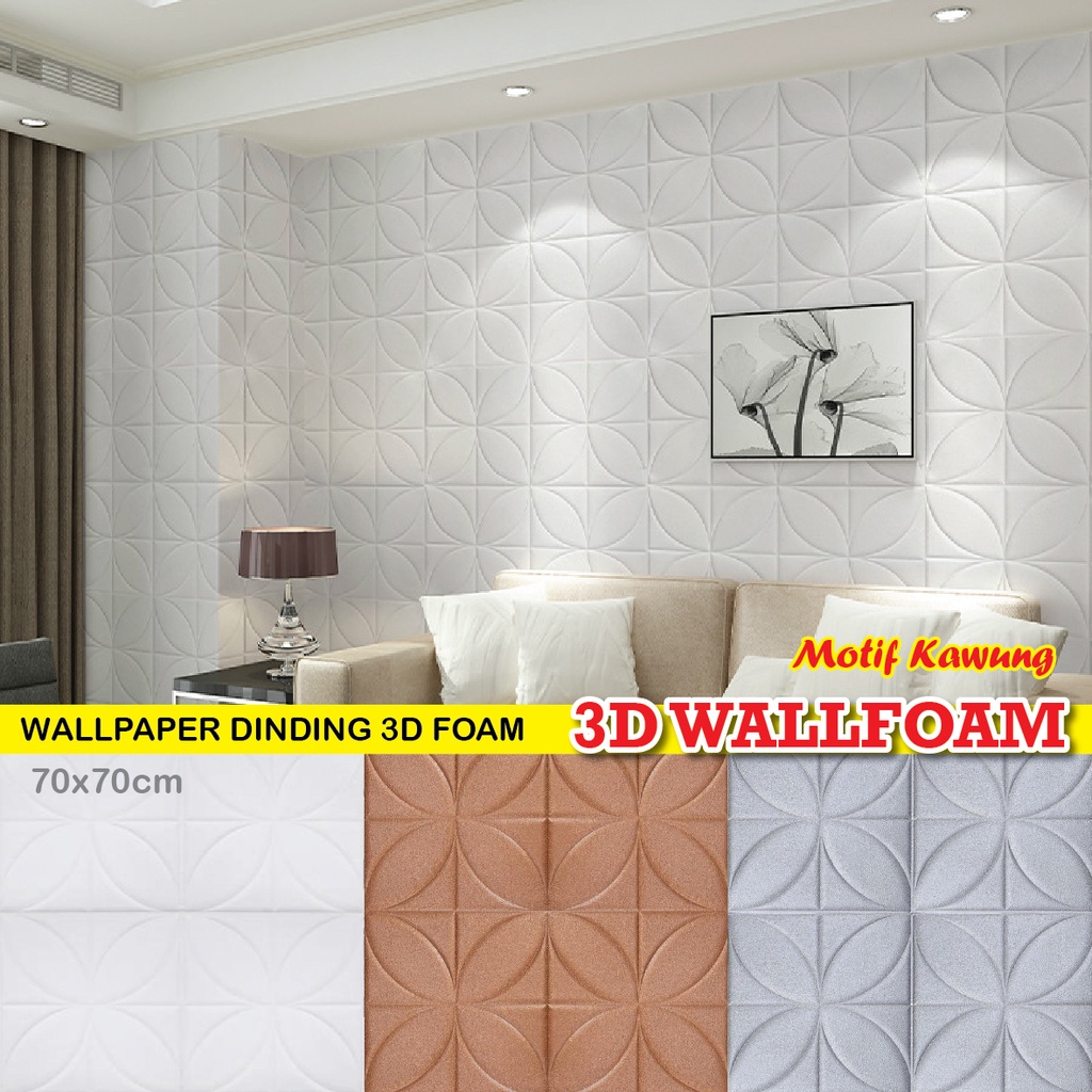RC - WALLPAPER DINDING 3D FOAM WALLFOAM MOTIF BUNGA KAWUNG 70x70cm DEKORASI DINDING RUANG TAMU WALPA