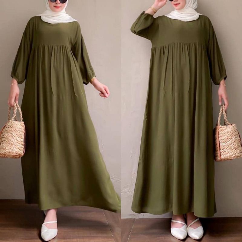 gamis midi dress maxi dress polos LD110 rayon twill premium#sale