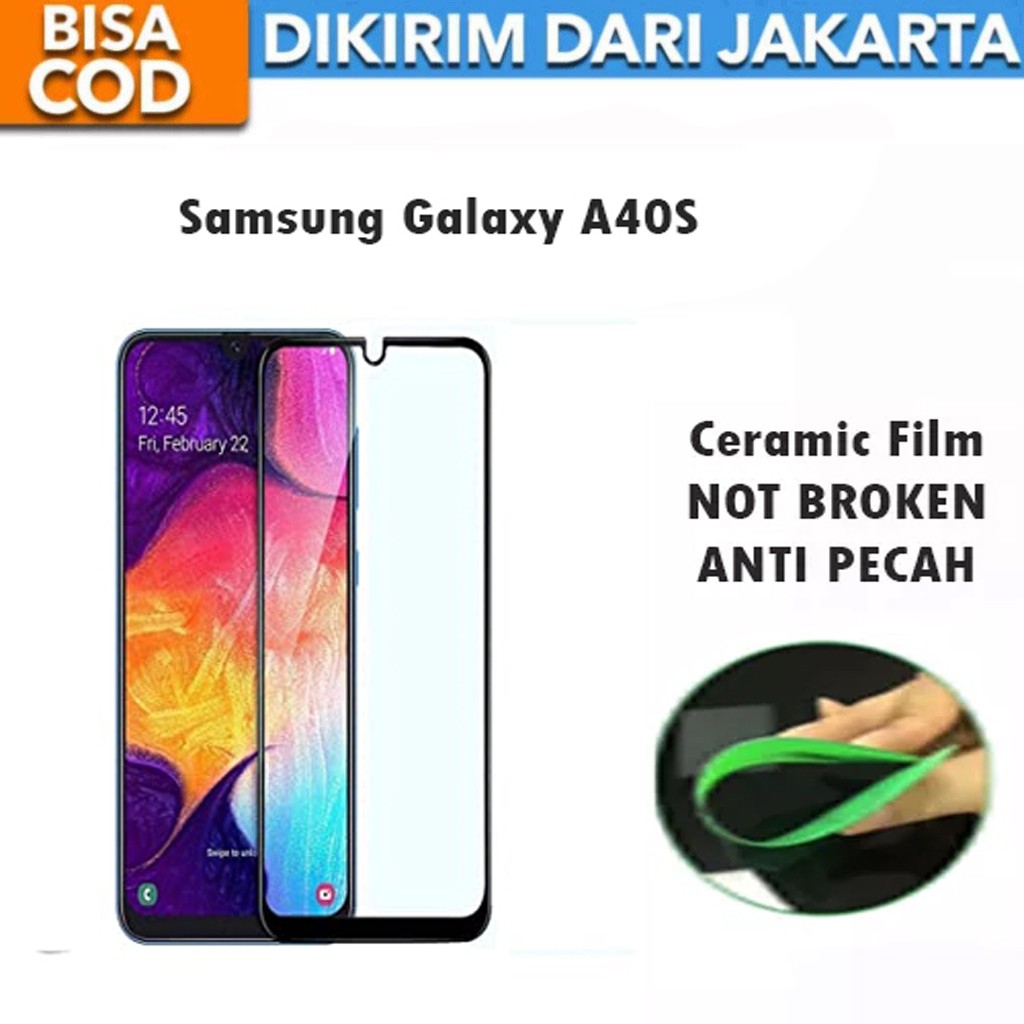 Tempered Glass Samsung Galaxy A40S Full Cover / Full Screen Ceramic Film Anti Gores