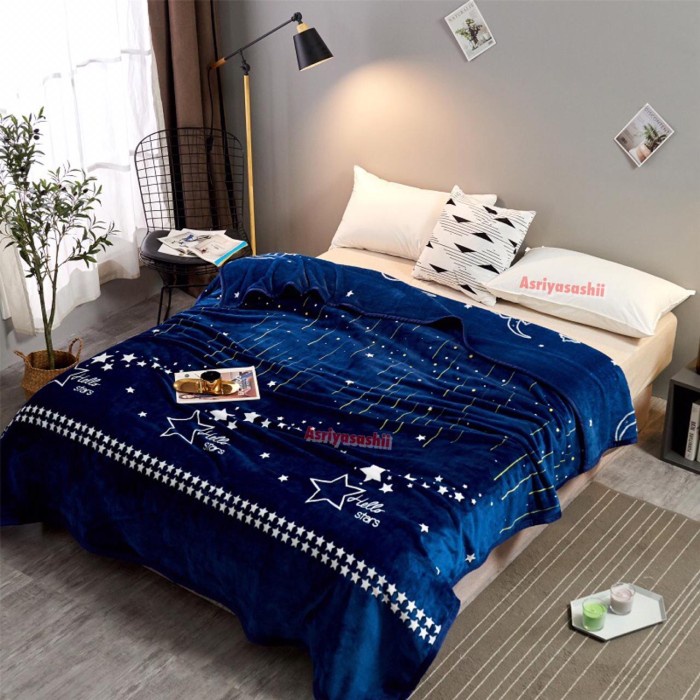 Selimut Dewasa Selimut bulu 140x200 motif kembang bunga cantik halus lembut Impor - BINTANGBIRU150(X